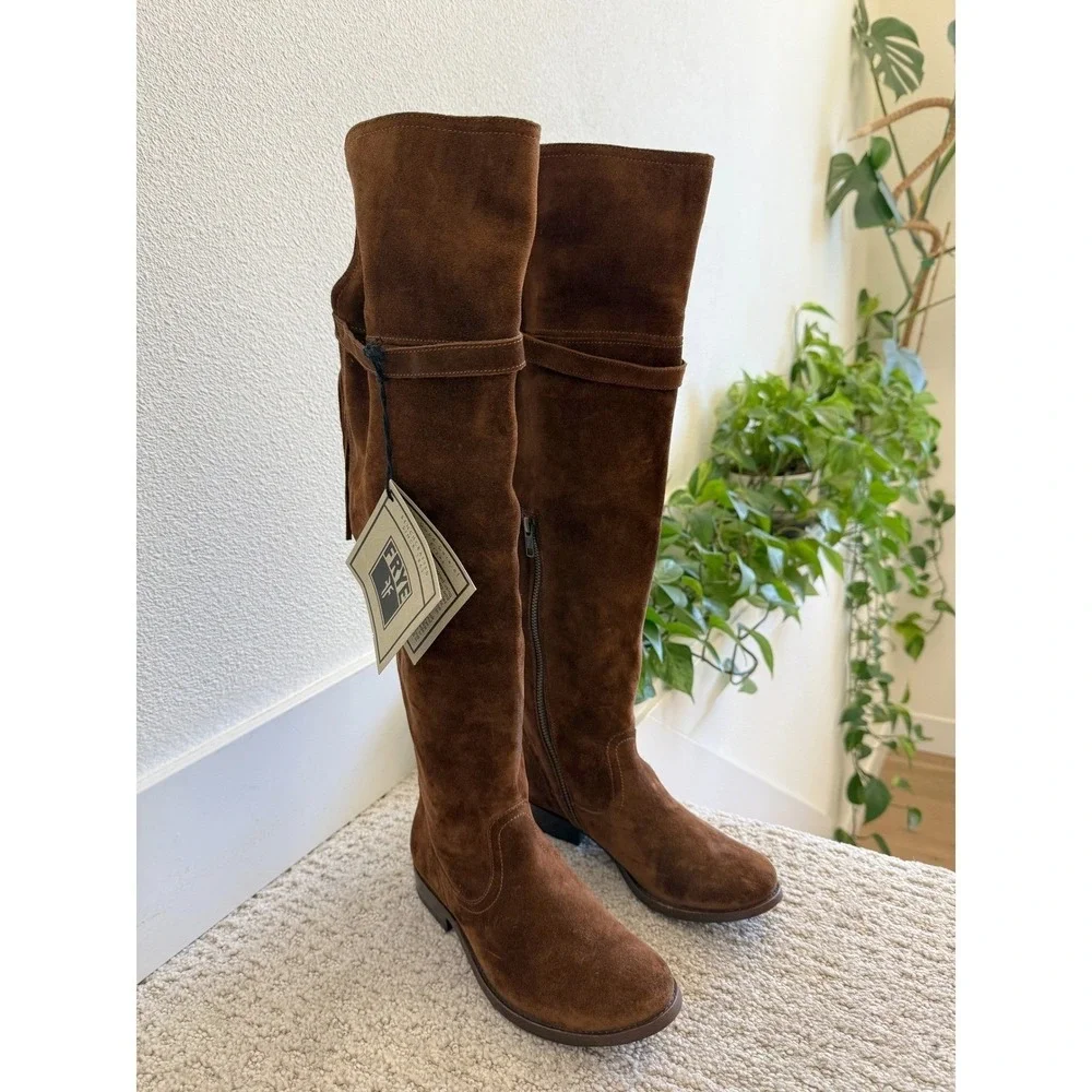 NWT‎ Frye Molly Tassel Over The Knee OTK Suede Boots Wood Brown 5.5